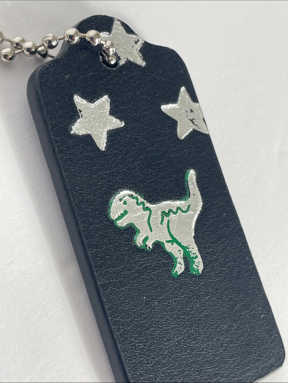 NWOT Coach Custom Hand Stamped Rexy and Stars Hang Tag Key Fob Hangtag
